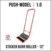 Artboard graphic showing a detailed cross-section of the Sticker Burr Roller components.
